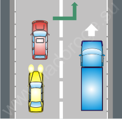 Если вам сигналят фарами машины, идущие позади, в то время, как вы едете в крайнем левом ряду, постарайтесь проехать в правый ряд по мере сил.